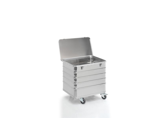 Chariot de transport Gmöhling avec couvercle + serrures G®-TRANS D 3008 / 235 l, aluminium, 220300832