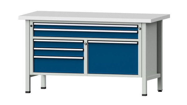 Établis ANKE Établi en caisson, modèle 257 V, 1500 x 700 x 840 mm, RAL 7035/5010, KSP 40 mm, 304.116