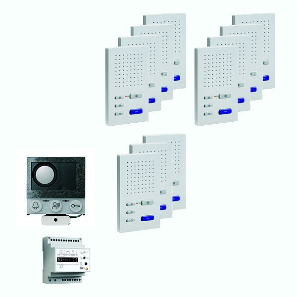 TCS audio:pack installation pour 11 unités résidentielles, avec haut-parleur intégré ASI12000 + 11x haut-parleur mains libres ISW3030 + centrale BVS20, PAIF110/004