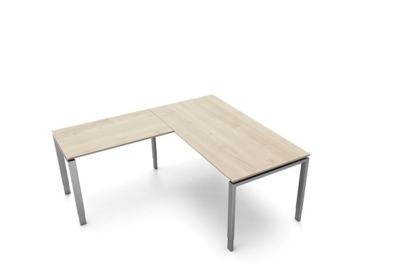 Bureau Kerkmann, L 1600 x P 800 x H 680-820 mm avec table d'extension, forme 5, coloris : érable, 11414850