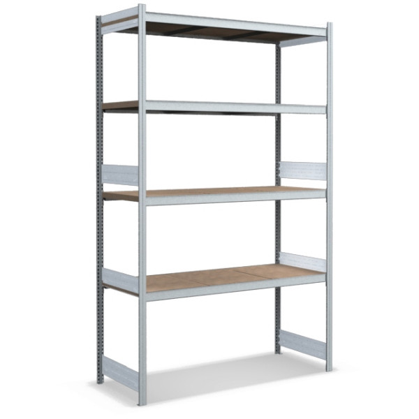 BITO grande étagère set /350kg 2499x1562x624 4 niveaux aggloméré galvanisé, C1255-0005