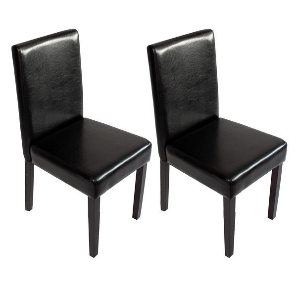 Mendler ensemble de 2 chaises de salle à manger chaise chaise de cuisine Littau, simili cuir, noir, pieds foncés, 9818
