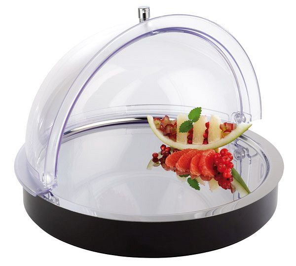 Hotte roulante APS, Ø 38 cm, hauteur : 20 cm, SAN, transparente, poignée chromée, 09023