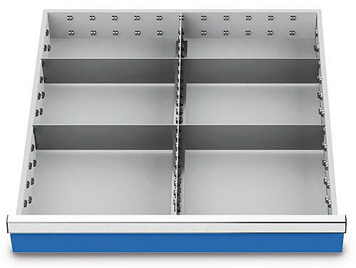 Inserts de tiroir Bedrunka+Hirth T736 R 24-24, pour hauteur de panneau 100/125 mm, 1 x MF 600 mm, 4 x TW 300 mm, 144BLH100