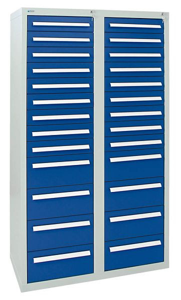 armoire à tiroirs émoussés série T-100/35-4, RAL 7035/5010, 26 tiroirs (18x100, 8x200mm), 8154874