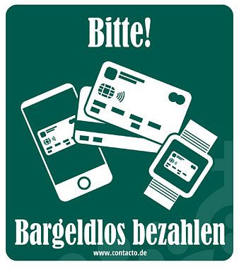 Panneau Contacto ''Payez sans espèces'', autocollant, 9 cm, 7594/095