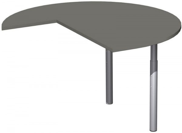 geramöbel Table complémentaire, trois quarts de cercle, droite, avec pieds de support, réglable en hauteur, 1200x1200x680-820, graphite/argent, N-657012-GS