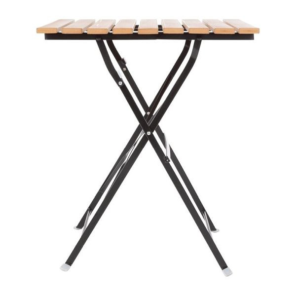Table de patio carrée pliante Bolero imitation bois 60cm, GJ765
