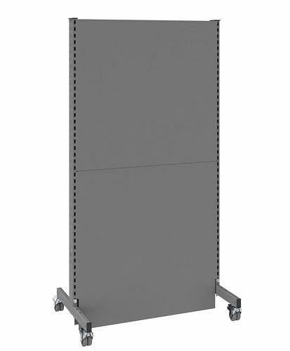 Cloison acoustique mobile DENIOS, champ de base, L 1000, H 2000 mm, tôle perforée acoustique sur deux faces, grise, 293069