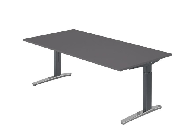 Bureau Hammerbacher pied C 200x100cm graphite/graphite (poli), forme rectangulaire, VXB2E/G/GC