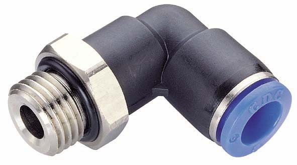 temporisateur B-WEd-10-3/8-KU, raccord à visser coudé, cylindrique avec joint torique, Ø tuyau : 10 mm, filetage : 3/8", UE : 10 pièces, 03180219