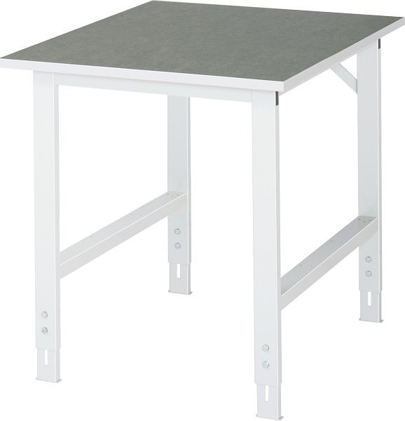 Table de travail RAU série Tom (6030) - réglable en hauteur, plan de travail avec revêtement linoléum/universel, 750x760-1080x1000 mm, 06-625L10-07.12