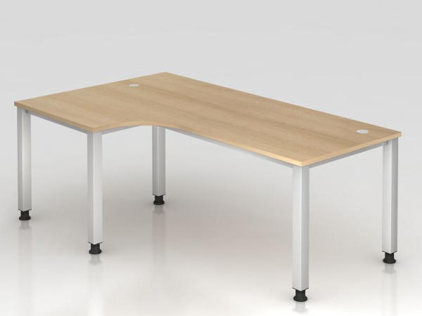 Table d'angle Hammerbacher 4 pieds carrée 200x120cm 90° chêne, forme d'angle 90°, peut être montée à gauche ou à droite, VQS82/E/S
