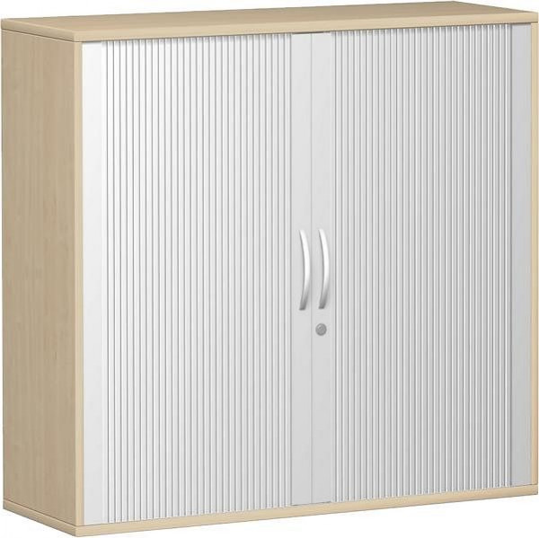 armoire à volets roulants geramöbel 2 étagères décoratives, verrouillable, 1200x425x1152, argent/érable, N-10Q312-SA