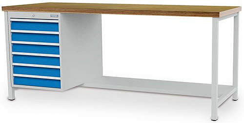 Établi à caisson Bedrunka+Hirth série 2000 R18-24, 6x 100mm, tiroir extension totale 100%, 2000 x 750 x 859 mm, 03.19.18V