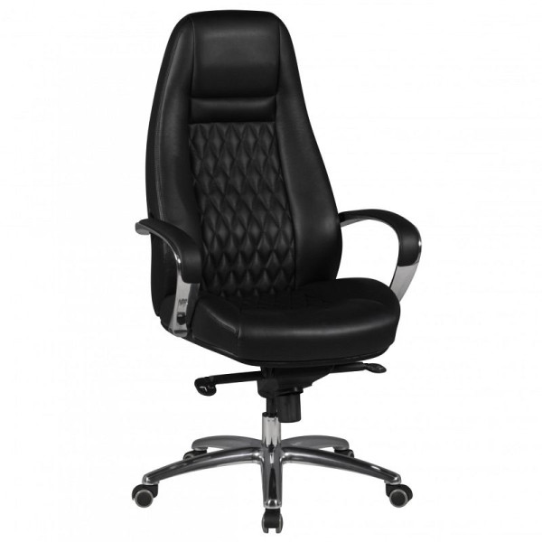 Amstyle Chaise de Bureau Austin Cuir Véritable Noir, SPM1.298