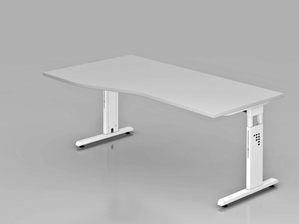 Bureau Hammerbacher pied C 180x100/80cm gris/blanc, hauteur de travail 65-85 cm, VOS18/5/W