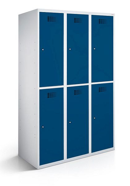 Armoire-penderie KEMMLIT 3 compartiments et 6 portes 30cm avec fond fermé, bleu gentiane 5010, loquet tournant, 100301