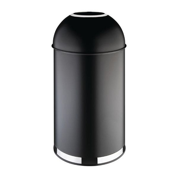 Poubelle Bolero 40L en acier noir avec couvercle ouvert, CW954