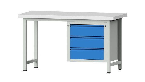 Établis ANKE Établi combiné, modèle 706 E, 1500 x 700 x 850 mm, RAL 7035/5012, KSP 50 mm, 510.519