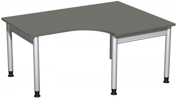 Bureau PC geramöbel droit, réglable en hauteur, 1600x1200x680-820, graphite/argent, N-657319-GS