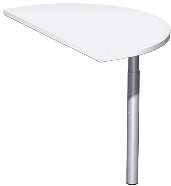 table d'appoint geramöbel semi-circulaire avec pied d'appui, matériel de liaison inclus, réglable en hauteur, 500x800x680-820, blanc/argent, N-657006-WS