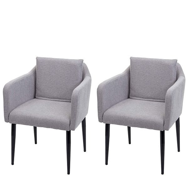 Ensemble de 2 chaises de salle à manger Mendler HWC-H93, chaise de cuisine, fauteuil, tissu/textile gris clair, 74738