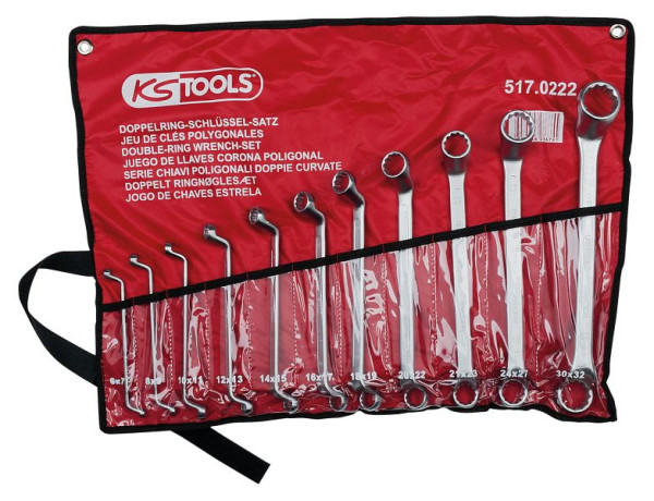 Jeu de clés à double anneau KS Tools, décalées, 11 pièces 6-32 mm, 517.0222