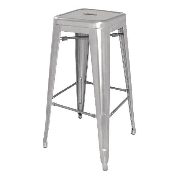 Tabourets hauts Bolero Bistro en acier couleur argent 4 pièces, DL876