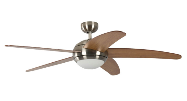 Ventilateur de plafond Pepeo Melton nickel / érable 132 cm avec éclairage et télécommande, 13432010131