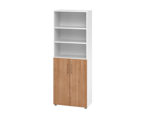 Hammerbacher armoire combinée 6OH/portes 3OH 968T3 blanc/noyer, 80 x 42 x 215,4 cm, V968T3/W/N/BS