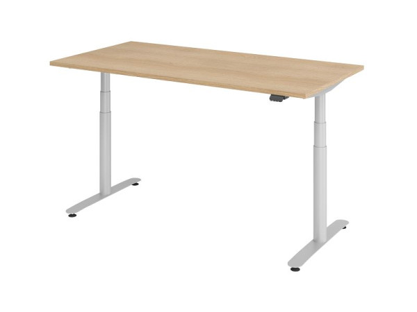 Hammerbacher bureau assis-debout électrique 160x80cm chêne/argent, VXDLR16/E/S