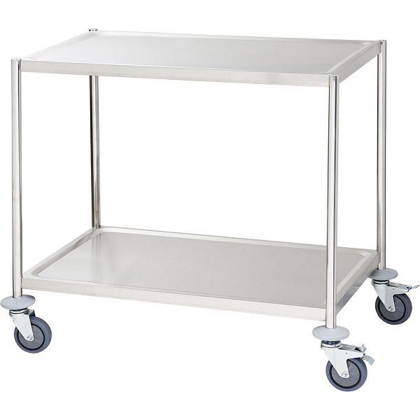 Chariot de service Stalgast avec deux étagères, chacune 800x500 mm, sans poignée, LT0708002