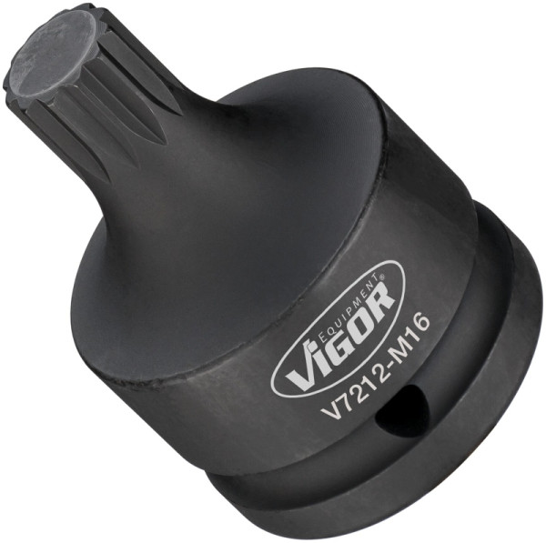 Embout de tournevis pour clé à chocs VIGOR, carré creux 20 mm (3/4"), profil cannelé interne XZN, M16, V7212-M16