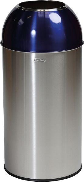 Orgavente Contenants de recyclage avec trou d'injection 40 litres Acier inoxydable brossé / Couvercle peint, Bleu électrique, HxØxØ 740x350x200 mm, OD-6140-SBLU