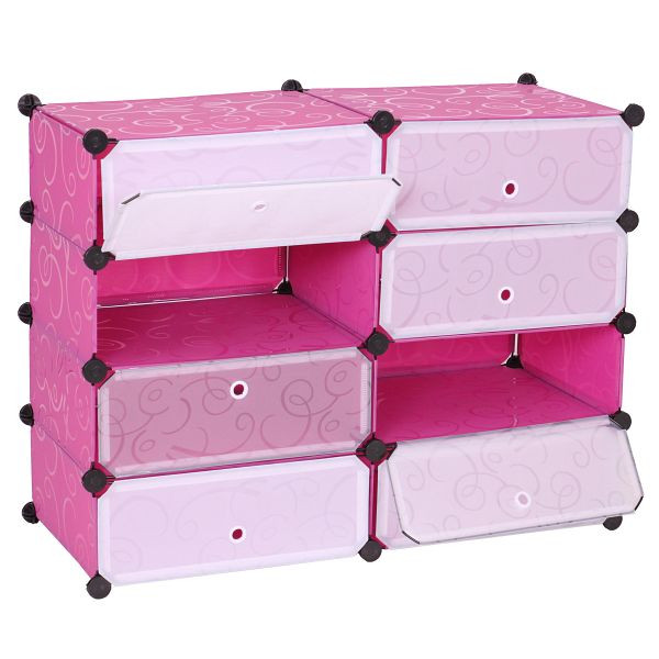 Armoire à chaussures Mendler HWC-B66, étagère à chaussures, étagère, 8 compartiments 73x92x36cm, rose, 60605