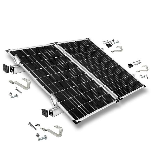 Kit de fixation Offgridtec avec crochet de toit à queue lisse pour installation sur toit en pente 2 panneaux solaires hauteur de cadre 35 mm, 8-01-013770-004