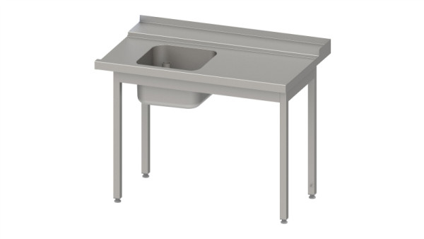 Table d'alimentation Stalgast "Pro", guide panier avec pente, avec 1 bac 1500x750x880mm, montage côté droit, relevé, soudé, VZL15710RA