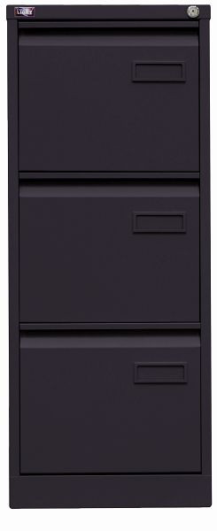 Classeur suspendu Bisley LIGHT, rail simple 3 tiroirs HR, noir, IPCCA13633