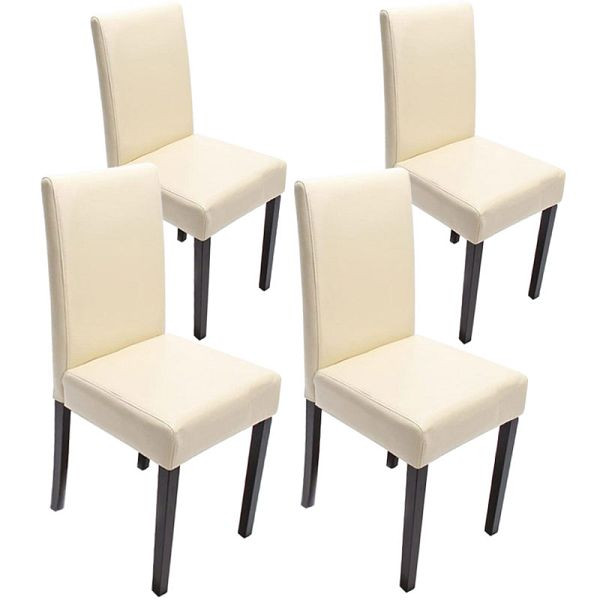 Mendler ensemble de 4 chaises de salle à manger chaise chaise de cuisine Littau, cuir, pieds crème foncé, 24484