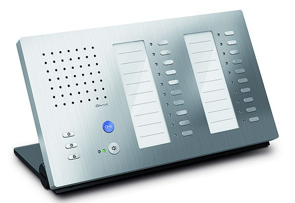 Poste intérieur audio TCS pour appels mains libres Carus série ADAPTO +20 boutons, appareil de table argent, CAI1210-0150