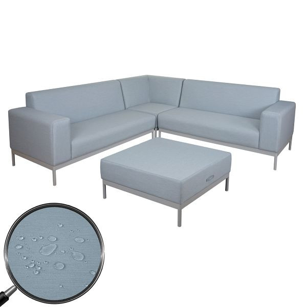 Canapé d'angle Mendler HWC-C47, canapé lounge canapé canapé, tissu/textile intérieur hydrofuge, bleu sans étagère, 58493+58494+58495+1
