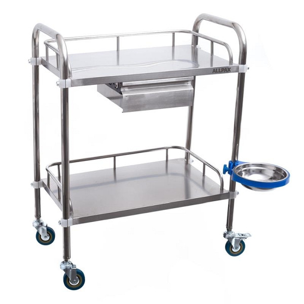 Chariot de laboratoire ALLPAX avec 2 étagères et tiroir, 10022448