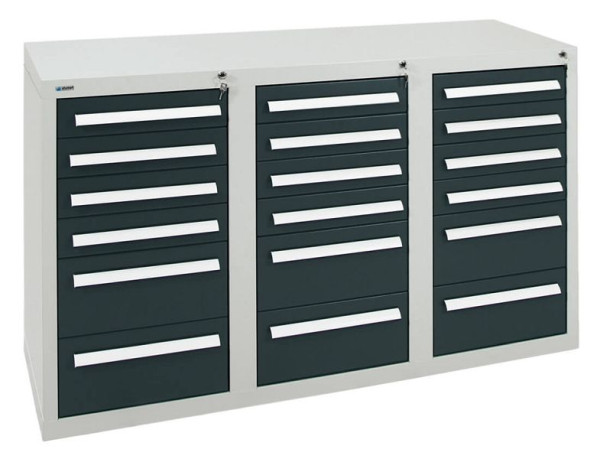 armoire à tiroirs émoussés série T-100/35-3, RAL 7035/7016, 18 tiroirs (12x100, 6x200mm), 8153571