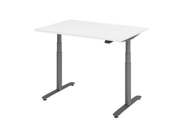 Hammerbacher bureau assis-debout électrique 120x80cm blanc/graphite, VXDLR12/W/G
