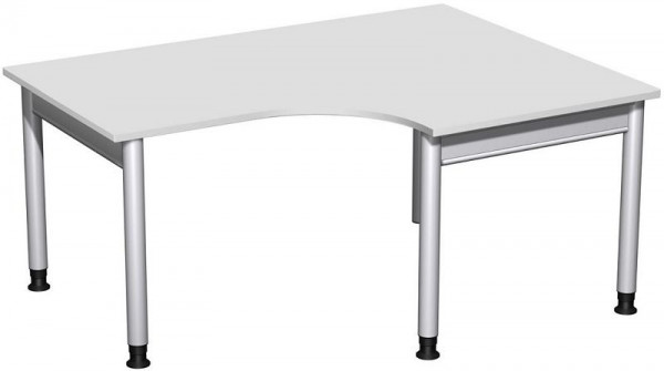 Bureau PC geramöbel droit, réglable en hauteur, 1600x1200x680-820, gris clair/argent, N-657319-LS