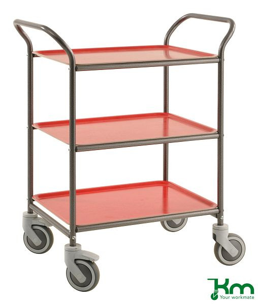 Chariot à plateaux Kongamek, gris anthracite / rouge, KM1620-AR