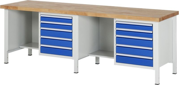 Etabli RAU série 8000 - modèle 8454, L2500 x P700 x H840-1040 mm, base système L2425 x P650 x H800-1000 mm, 03-8454A2-257B4H.11