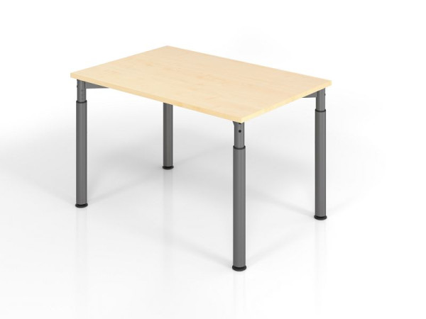 Bureau Hammerbacher YS12, 120 x 80 cm, plateau : érable, épaisseur 25 mm, chant épais ABS, forme rectangulaire, graphite, VYS12/3/G