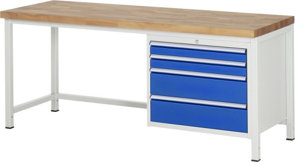 Etabli RAU série 8000 - modèle 8261, L2000 x P700 x H840-1040 mm, base système L1995 x P650 x H800-1000 mm, 03-8261A1-207B4H.11